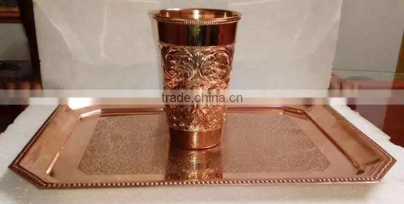 FDA APPROVED 100% PURE COPPER TUMBLER FOR DRINKING, EMBOSSED DESIGN PURE COPPER CONTAINER FOR BEER, MOSCOW MULE