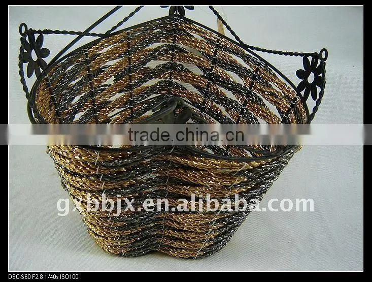 Paper rope wire heart shaped hanging storage scrap baskets