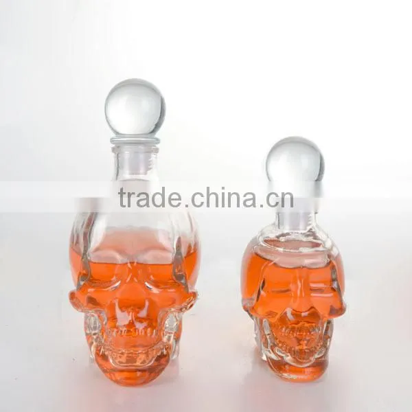 antique skull glass wine decanter electriplate colors