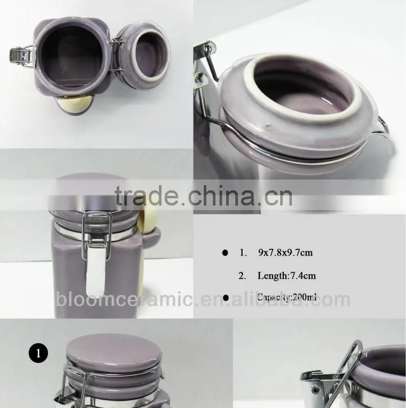 Porcelain sealed canister with scoop