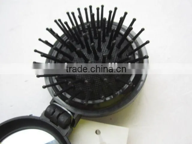Round folding comb with mirror/hair brush