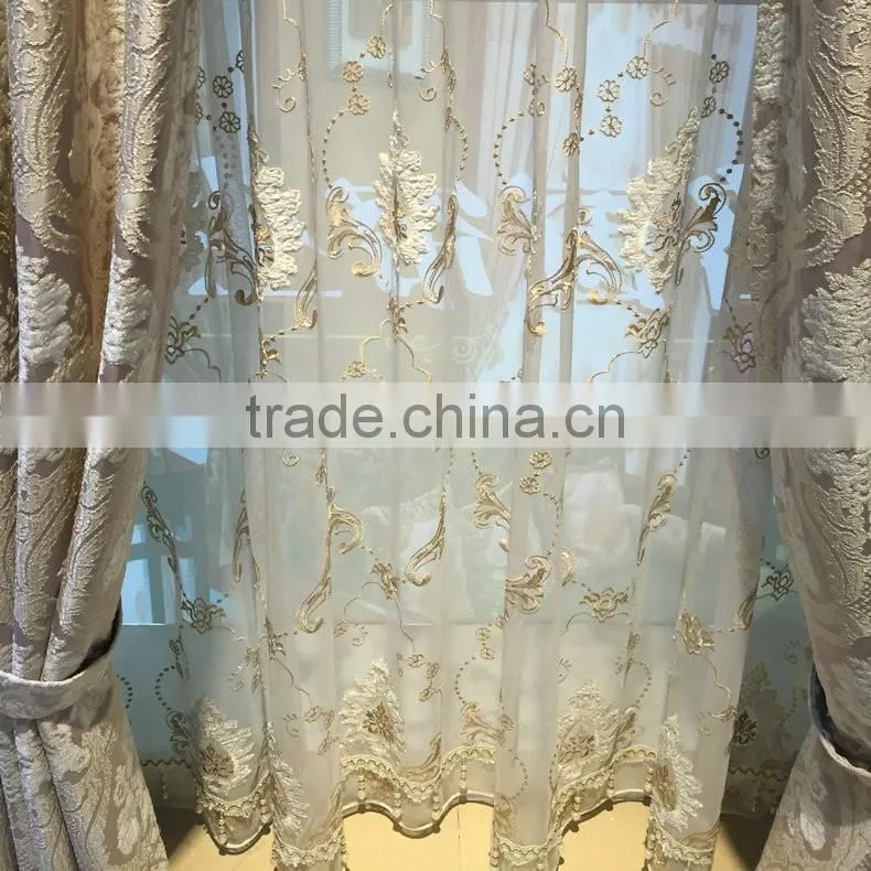 P-867 Luxury European style living room bedroom beige curtains shade American luxury jacquard curtains
