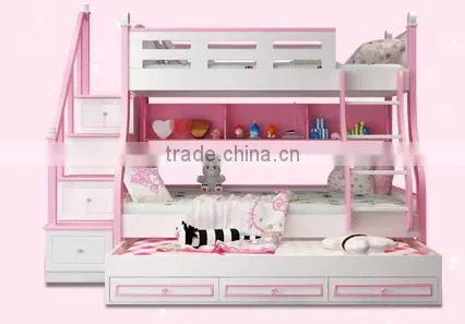 Color Life Mini Children Kid Bed Furniture Wooden Bunk Bed Set for Twins Bedroom Room