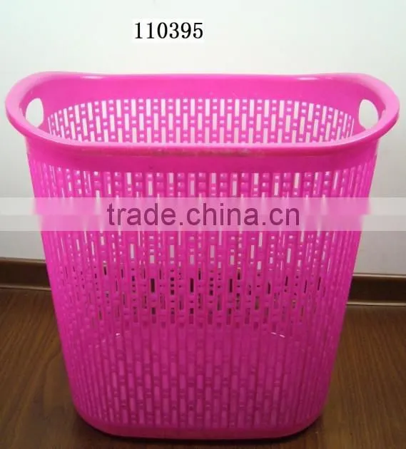 Square plastic laundry basket hamper