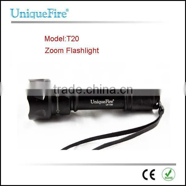 UniqueFire 1200 Lumen Cree Flashlight T20 dimmer switch zooming