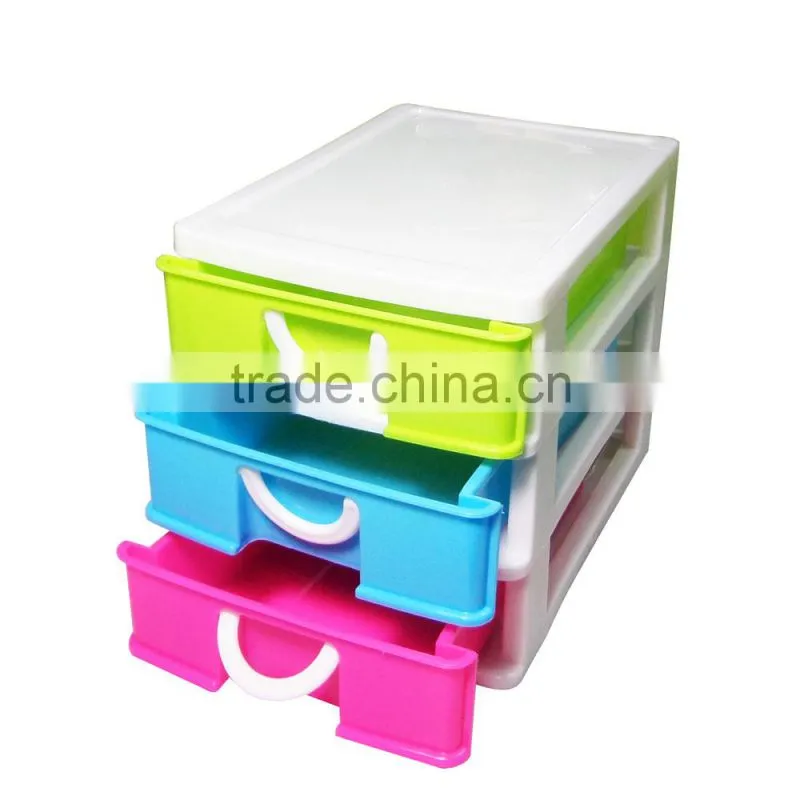 ECO-friendly 3 tier desktop mini stackable storage plastic drawer