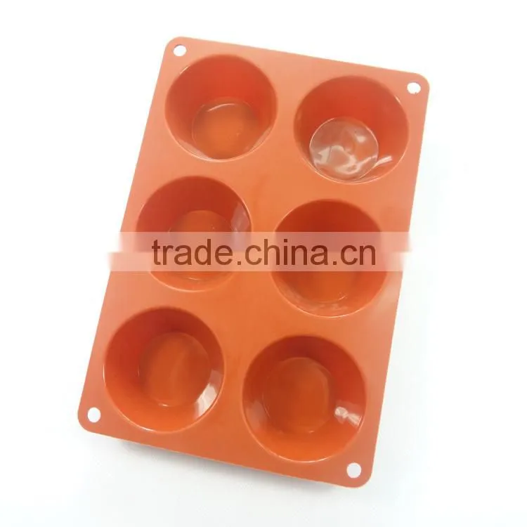 LFGB certification Wholesale 6 hole half round shape silicone cake mold / jelly pudding mold soap chocolate molds