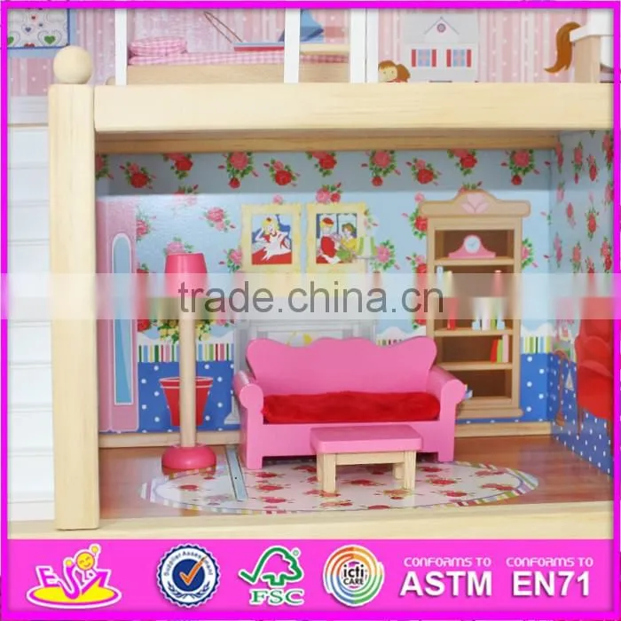 2017 New products lovely children wooden dollhouse kits W06A100