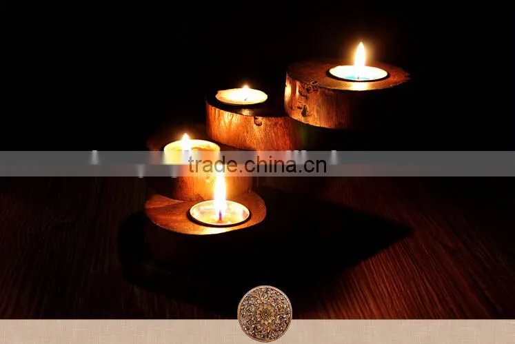 Nature teak wood rotary candle holder with free nice candles handmade crafts high quality wood candlestick