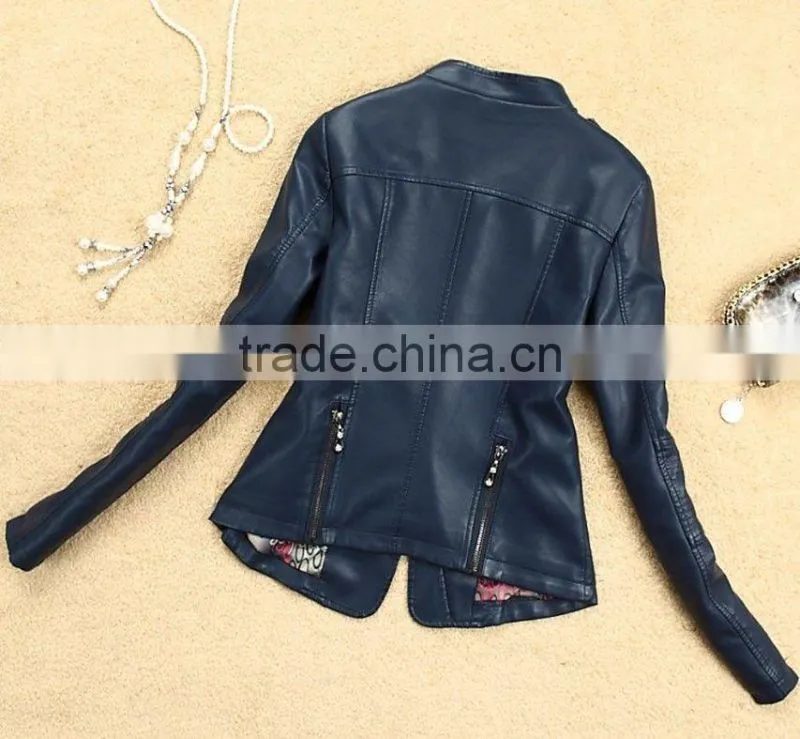 women leather jacket 2014 women's clothing biker motorcycle jackets leather coat