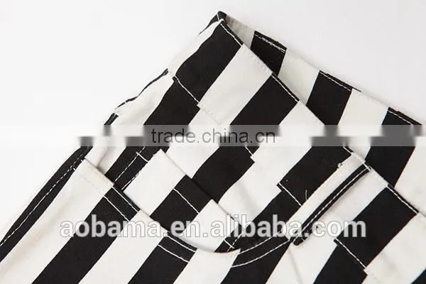 2015 New Design Zebra Stripes Printed Ladies Trousers