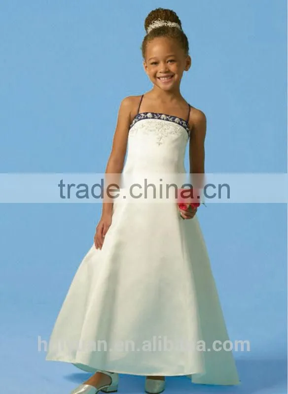 satin spaghetti strap baby gown flower girl dresses royal blue
