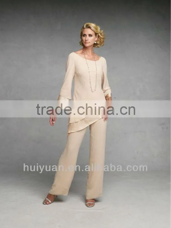Black chiffon long sleeve mother evening dress