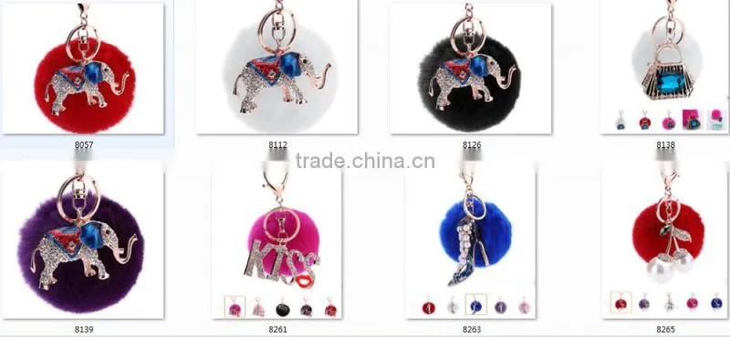 shiny unicorn horse animal fur pom pom keychain bag charms unique faux fur ball bag charms 2017 keychain premium gifts