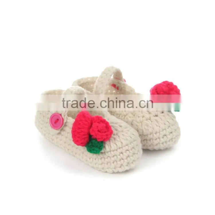 Flower Button Style Free Pattern Crochet Baby Girls Shoes