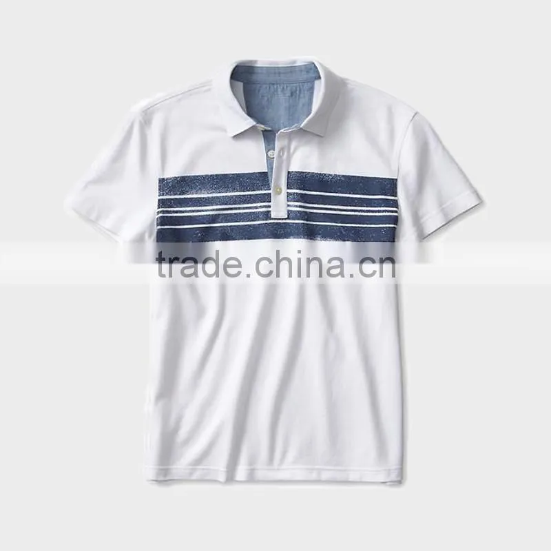 China alibaba men's fashion white color stripe short sleeve polo shirt