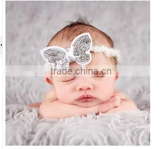 Fast delivery Hot Various Colors Flower Sequin Baby Girl Bow Headbands for Girl Hair Sequin Cute Colorful Shiny Mixed Acessories