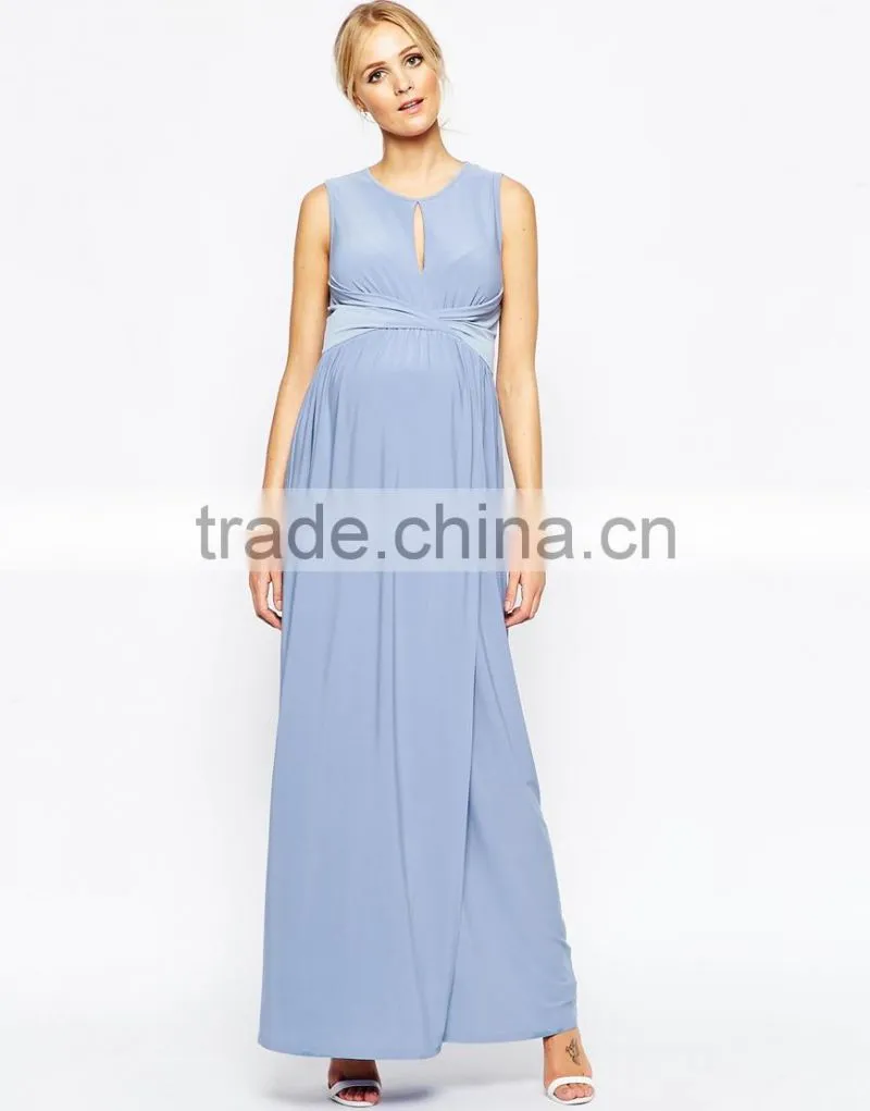 New arrival front keyhole design maxi dresses for all stages maternity dress 2016