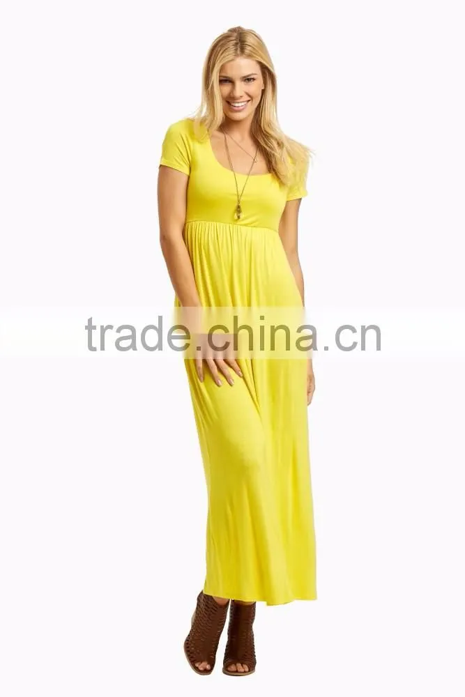 Wholesale solid color short sleeves maternity maxi dress long dress 2016