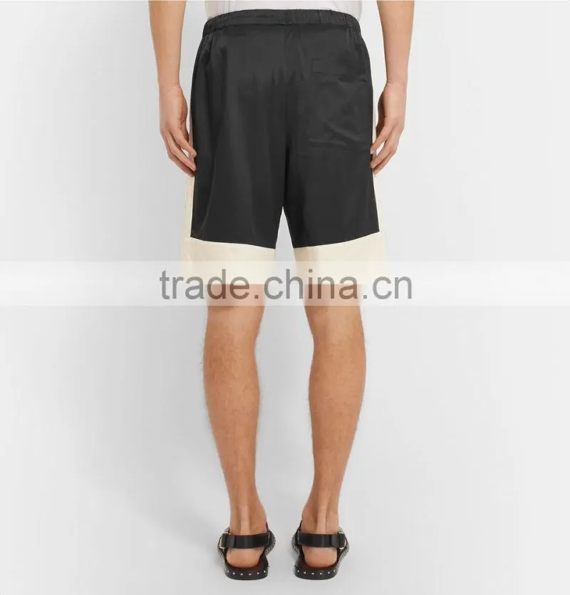 High Quality White and Black Satin Gym Training Sports Shorts for Mens