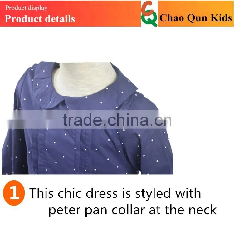 white polka dot fashion one piece girls party dresses with zip closure at back