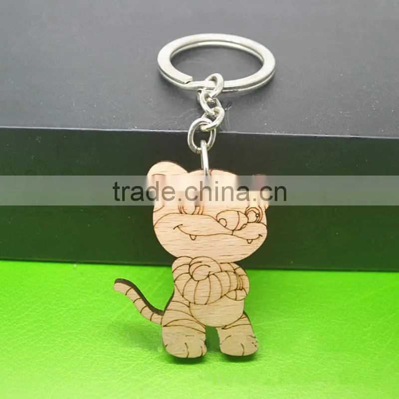 Chinese Zodiac Cow Wood Keychain Customized Carving Wood Craft