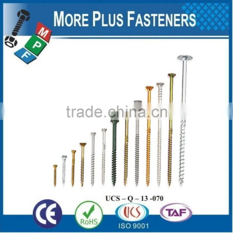 Made in Taiwan Chipboard Screw Particle Board Screw Gympsum Board Screw Pozi Drive Countersunk Head Six Lobe Recess Torx Drive