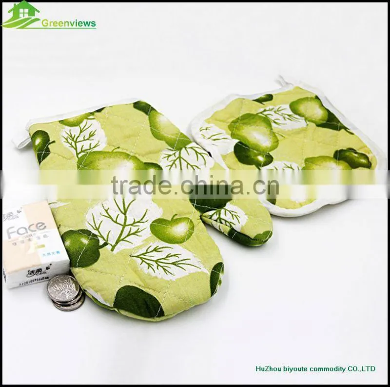 2pc kitchen set oven glove pot holder cotton printed oven mitt and pot holder set for kitchen