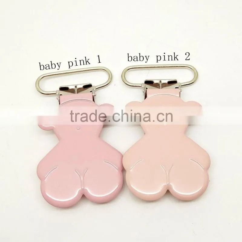 1" Bear Suspender Clips Enamel Pacifier Holder Clips