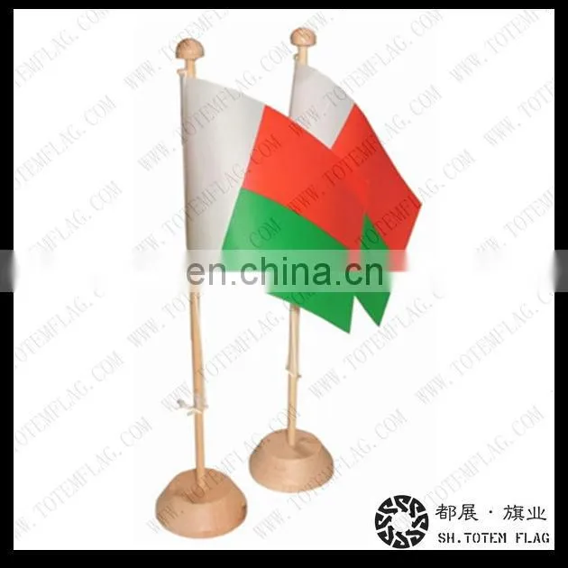 Wooden Flag Pole and Stand Table Banner