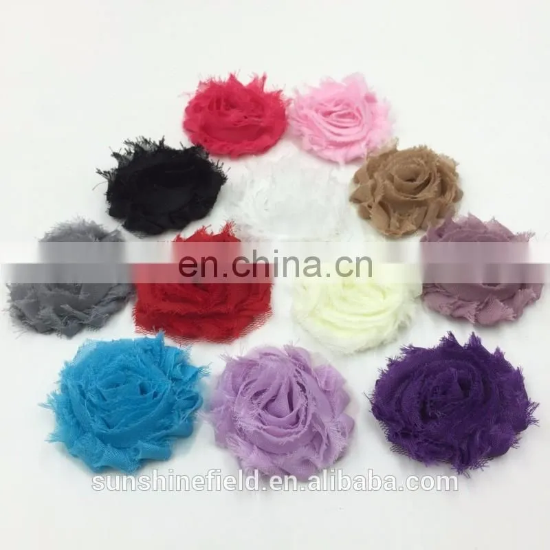 2Inch solid shabby chiffon flower frayed shabby chic flowers,shabby rose trim,lovely rosette chiffon shabby flowers