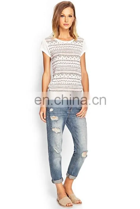 Print short sleeve casual clothing Guangzhou factory summer t shirt women