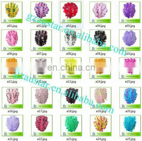 3 Tones WHITE/PURPLE/TURQUOISE Curly Goose Feather pads,Nagoire feather pads for Baby DIY Headband