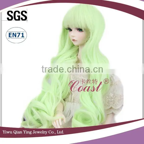 fluorescence green long big wavy synthetic bjd doll wigs