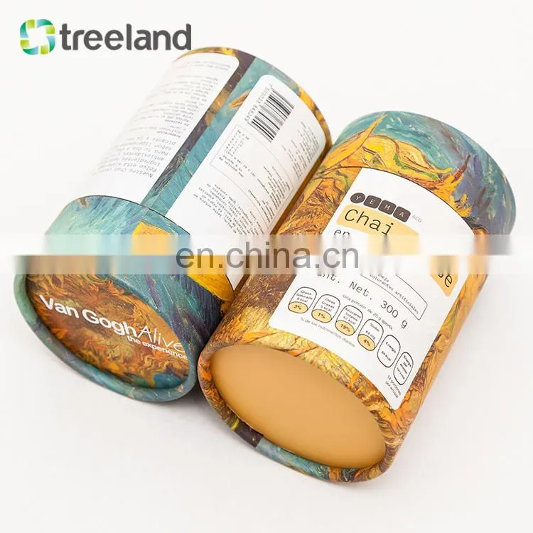 Food grade cylinder box tea paper tube carton tube with custom print