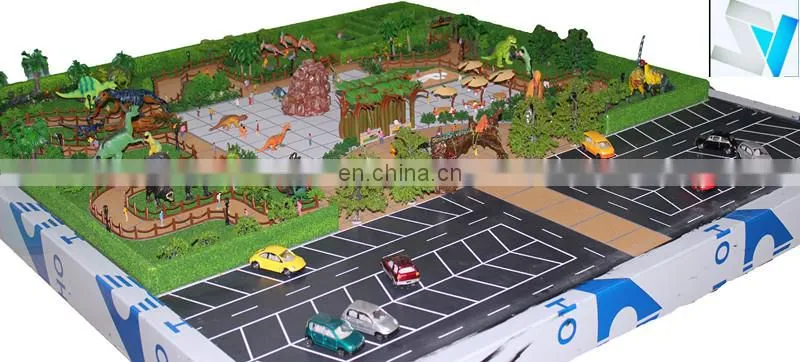 Dinosaur park architectural maquette for real estate & construction display with miniature people