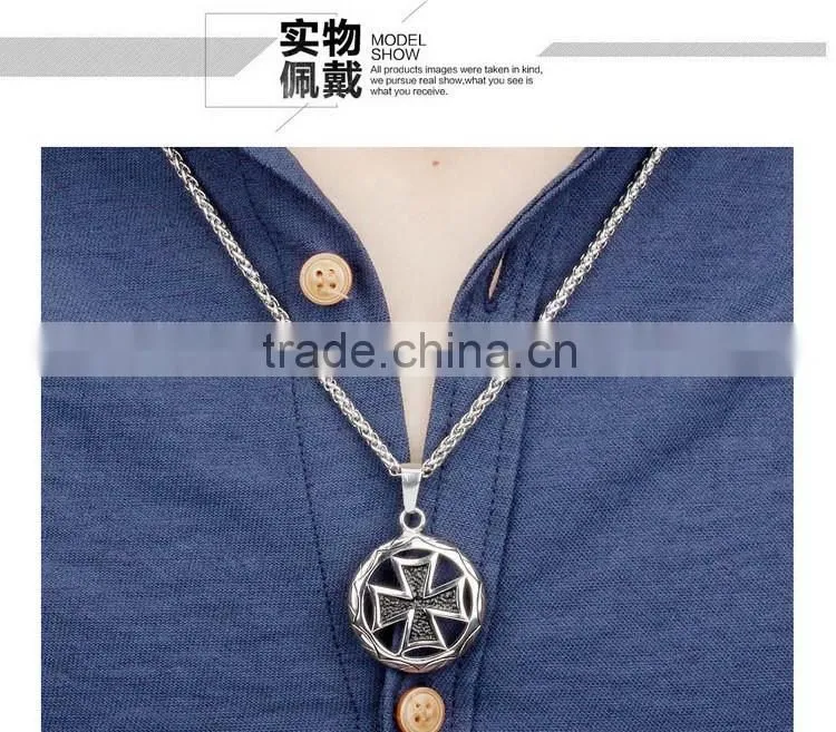 Circle the cross pendant Men's titanium steel casting necklace gold silver color promotion gift