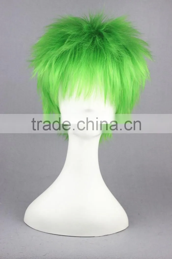 High Quality 35cm Short Straight Sabaku Kosuke Ueki Green Mixed Synthetic Anime Wig Cosplay Hair Wig Party Wig