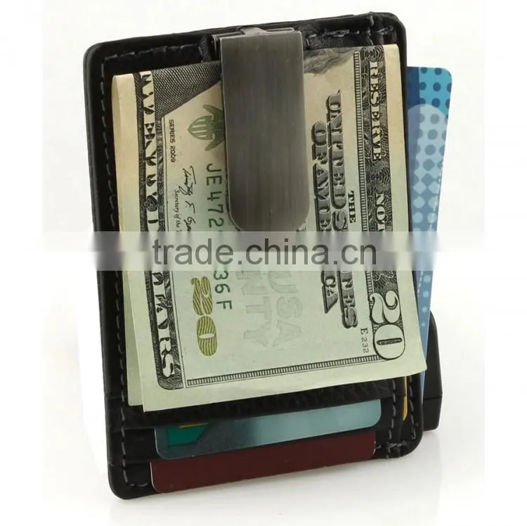 Factory Custom Money Clip Front Pocket Wallet Genuine Leather Money Clip Wallet