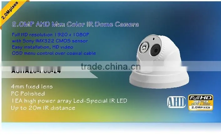 Video Output Sony CMOS Sensor Full HD 1080P Dome Camera Arry Led 2.0MP AHD Color IR Dome Camera CCTV China Suppliers