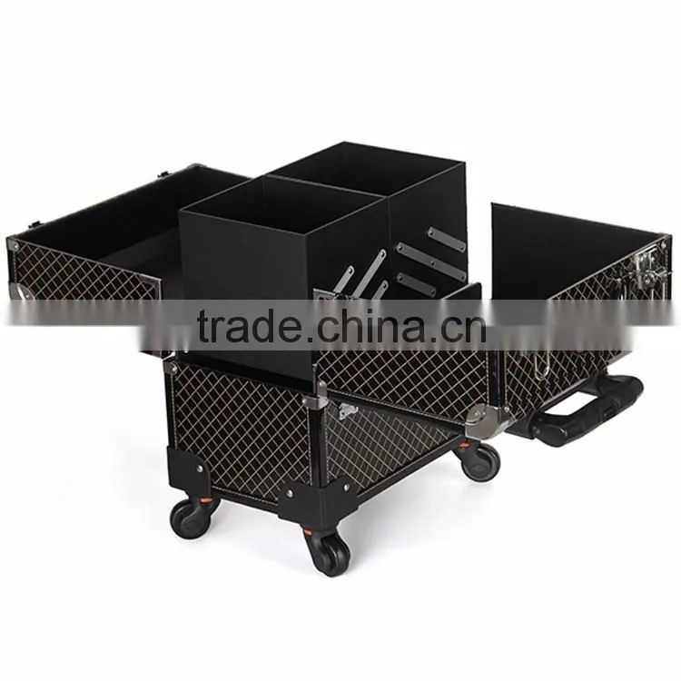 Guangzhou factory cheap price trolley makeup case with trays