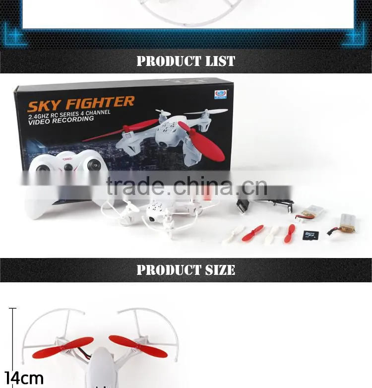 2015 new2.4G 4CH 6 axis 3D flip frame camera drone RC Quadcopter with 0.3MP camera JY001