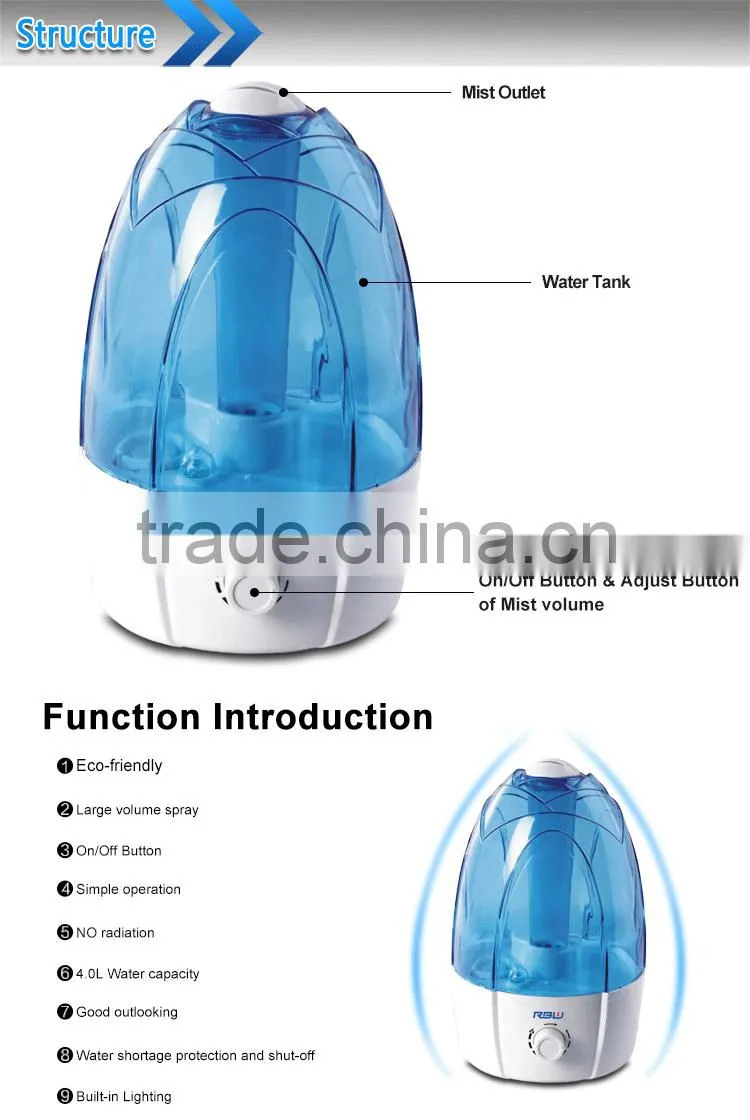 HOT Selling 4.0L Capacity Portable Ultrosonic Humidifier