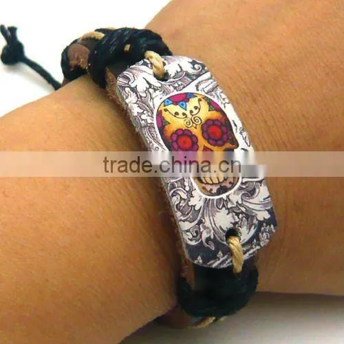 Professional leather production,lovers common used bracelet jewellery colored print with an arrow wearing heart AL0041