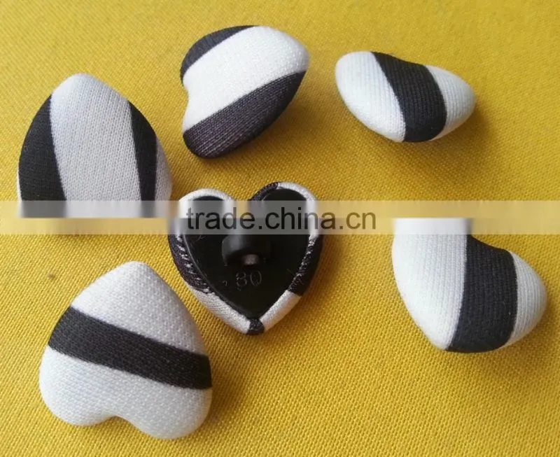 Union Logo Plastic Shell Heart Shape Self Fabric Covered Shank Button -- F1503