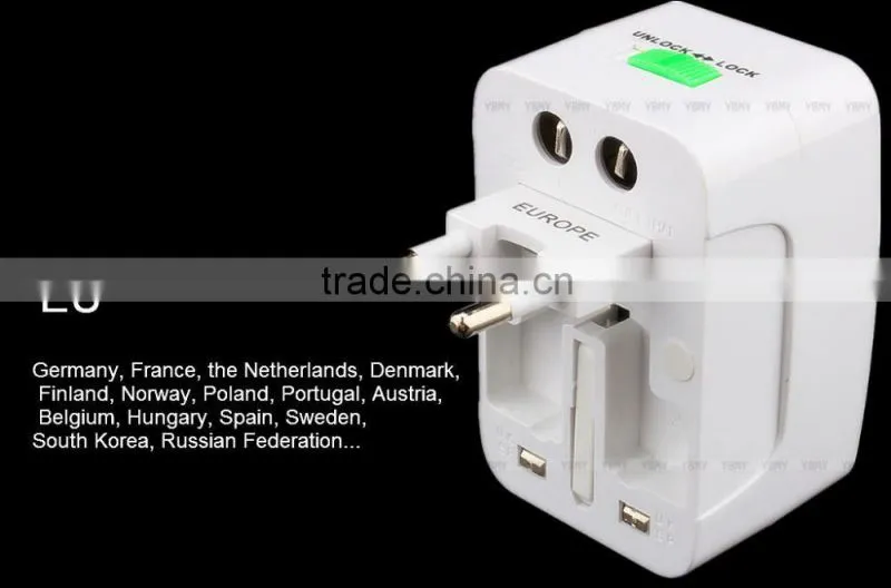 Universal Travel Plug Socket Adapters All in 1 Travel Worldwide US UK AU EU FR DE ES SG BR RU CA NZ IT CL MX Electrical Power Pl