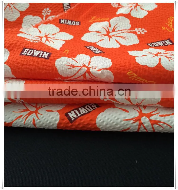 Printed Seersucker Polyester Cotton Rayon Blend Fabric for Women's Clothing