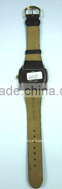 arch glass leather diamonds watch