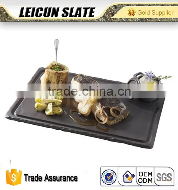Chinese Cheap Popular Black Slate Plate and Modern Tableware for Hotel