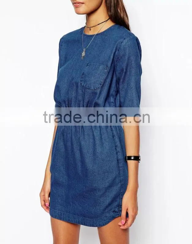 2015 New arrival elegant woman dress cheap wholesale denim dress fashion slim jean dresses